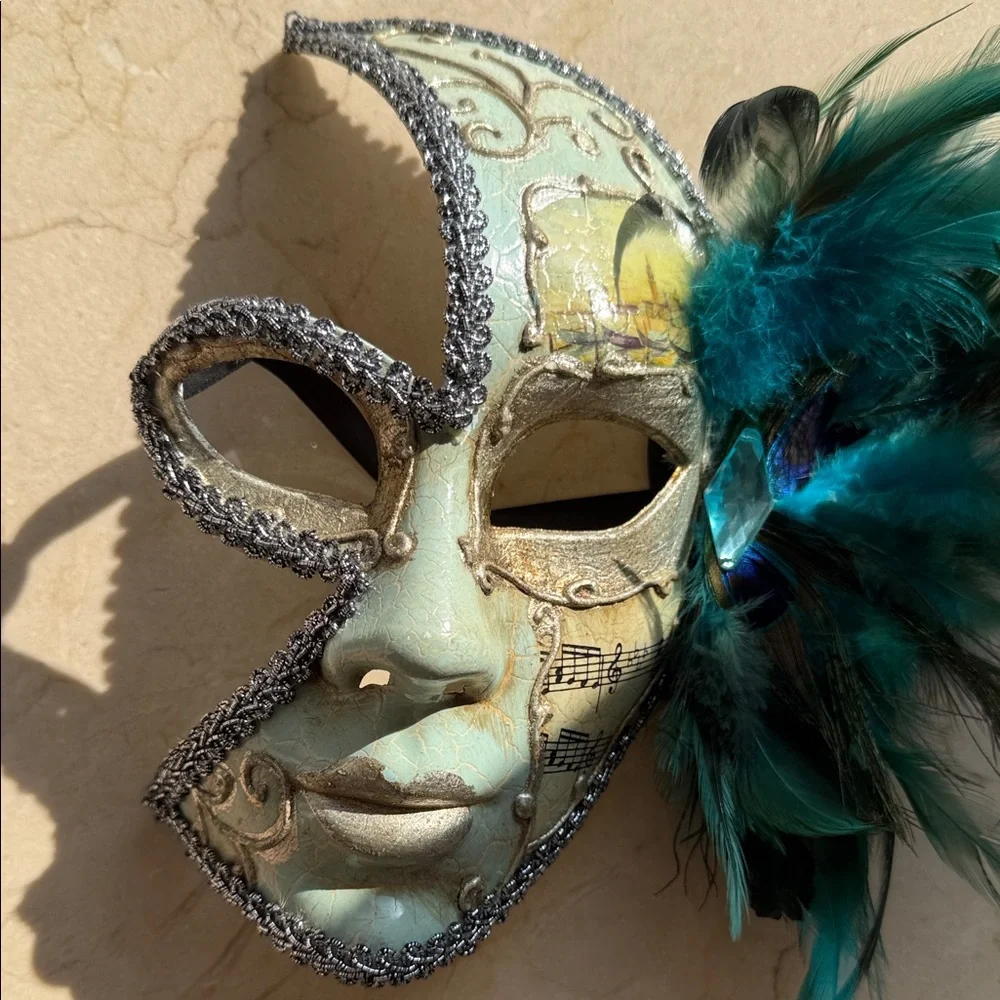 Decorative Mask with Feathers and Music Notes